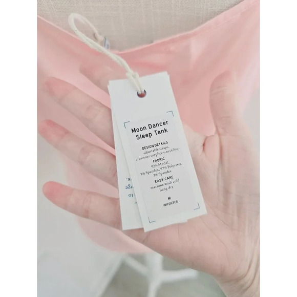 Mersea Moon Dancer Pink Modal Sleeveless Satin V-Neck Sleep Tank Top Camisole M - Picture 9 of 10